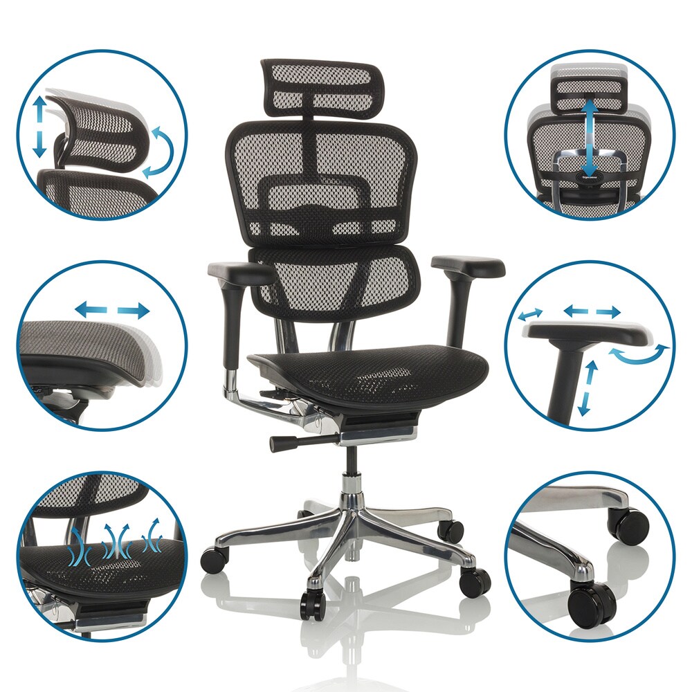 Luxus Chefsessel ERGOHUMAN GEN2 Netzstoff mit Armlehnen (höhenverstellbar) hjh OFFICE