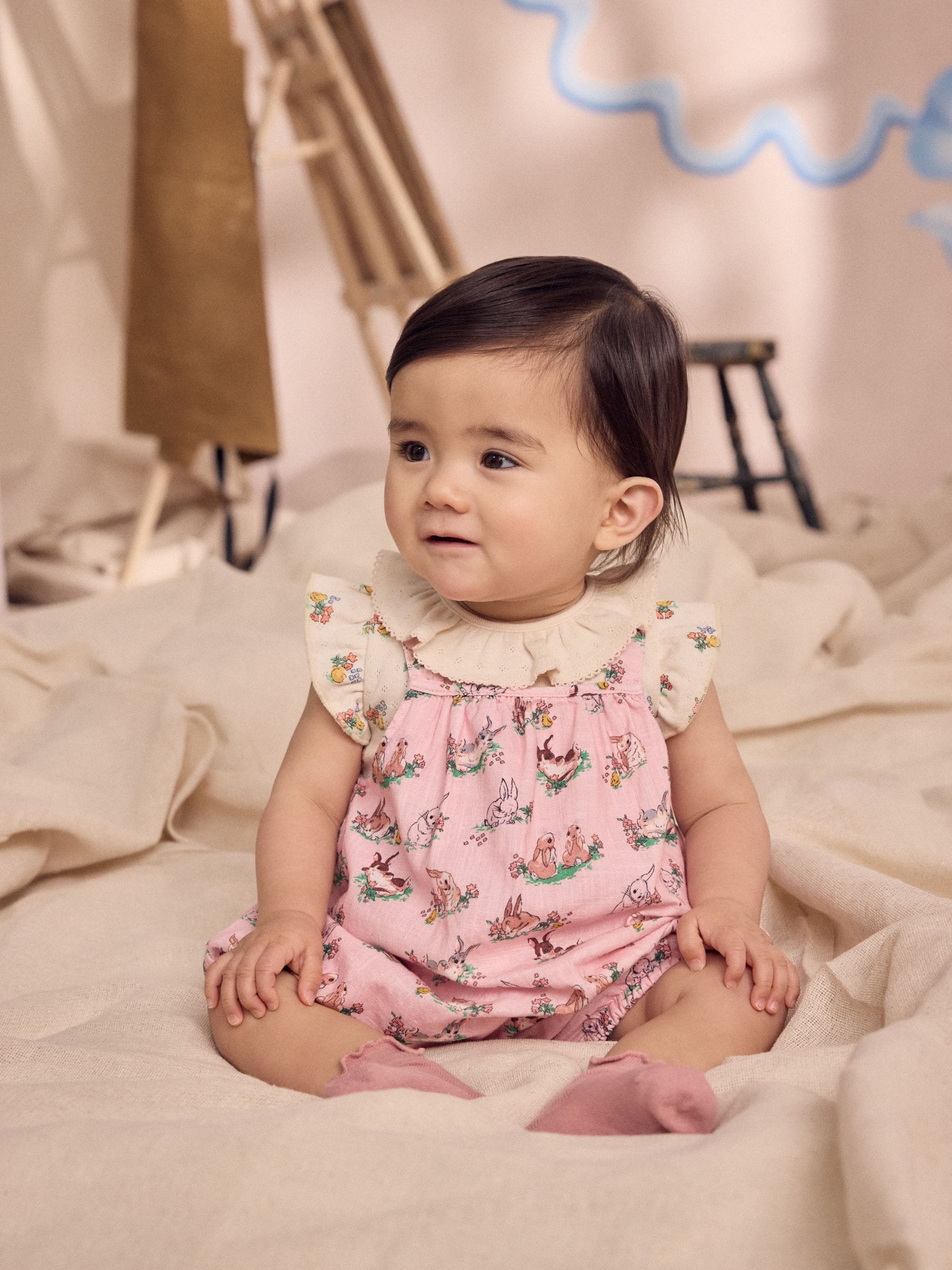 Cath Kidston roze bloemenprint - Babyromper van bedrukte jersey