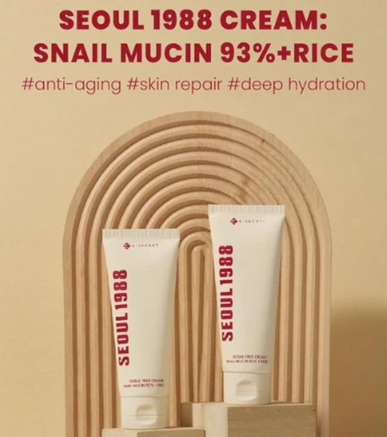 K-Secret - *Seoul 1988* - Creme Facial Snail Mucin 93% + Rice