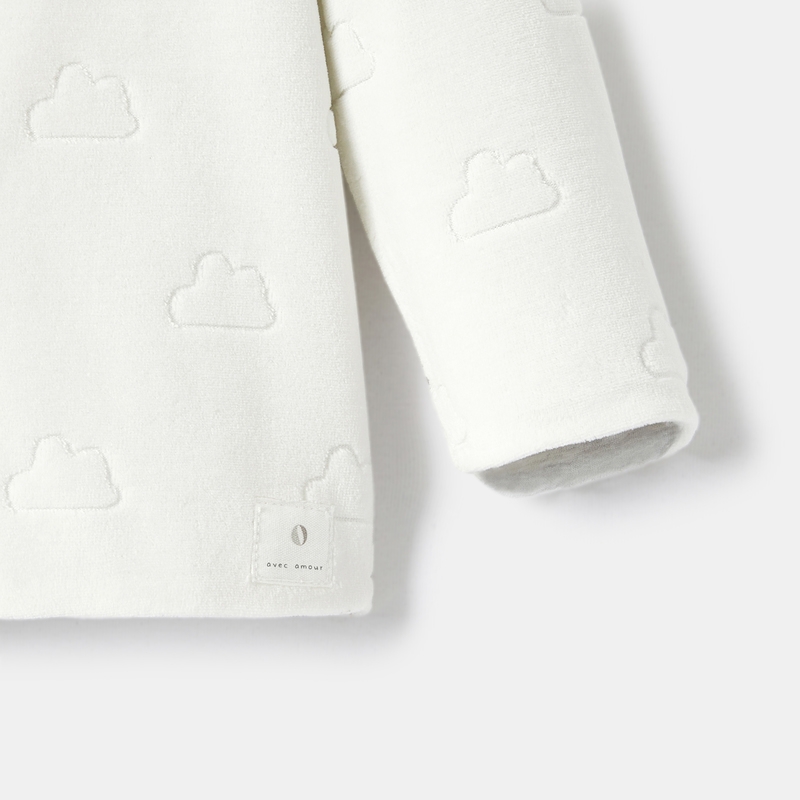 Gilet réversible en velours et jersey de coton blanc naissance Absorba