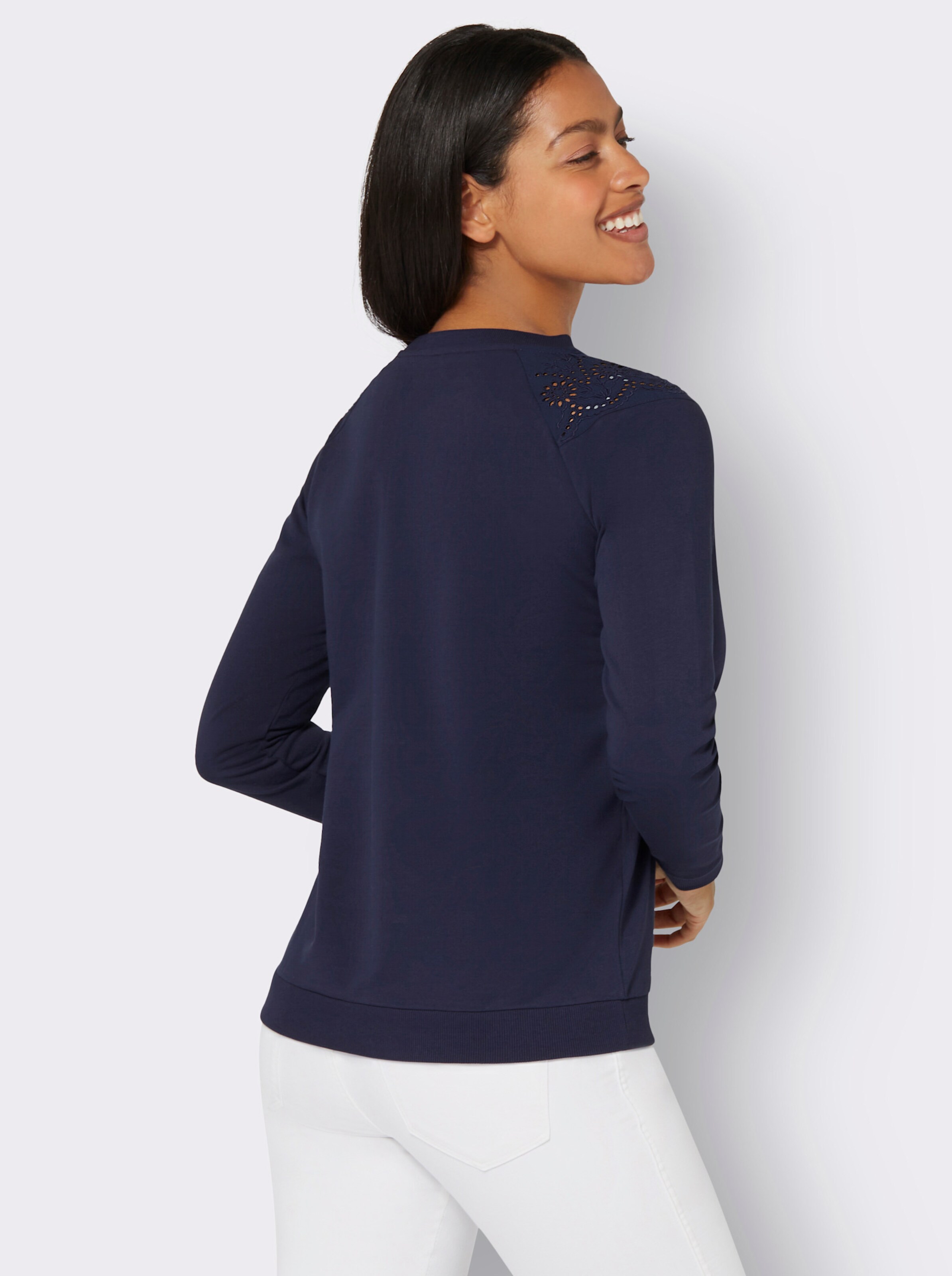 Sweatshirt mit Spitzen-Einsatz