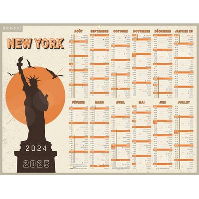 Calendrier Ados - 12 mois sur une face et verbes irréguliers au verso - 32 x 42 cm - Bouchut