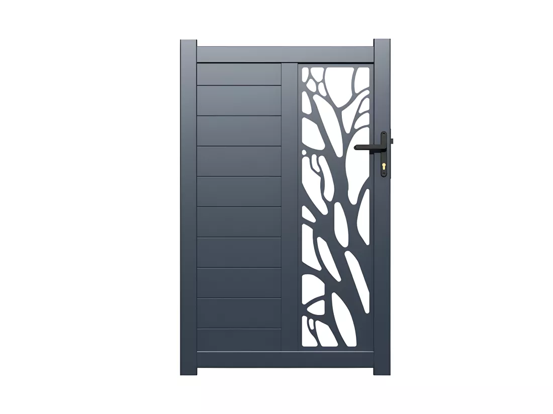 Portillon battant aluminium semi ajouré à motifs L105 x H172 cm anthracite LABRIT II