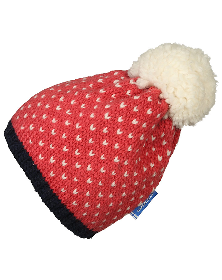 Strick-Wintermütze PEKONI mit Wolle in rose/offwhite
