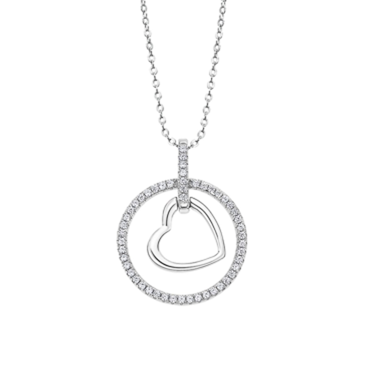 Collier Lotus en argent et oxydes coeur encerclé