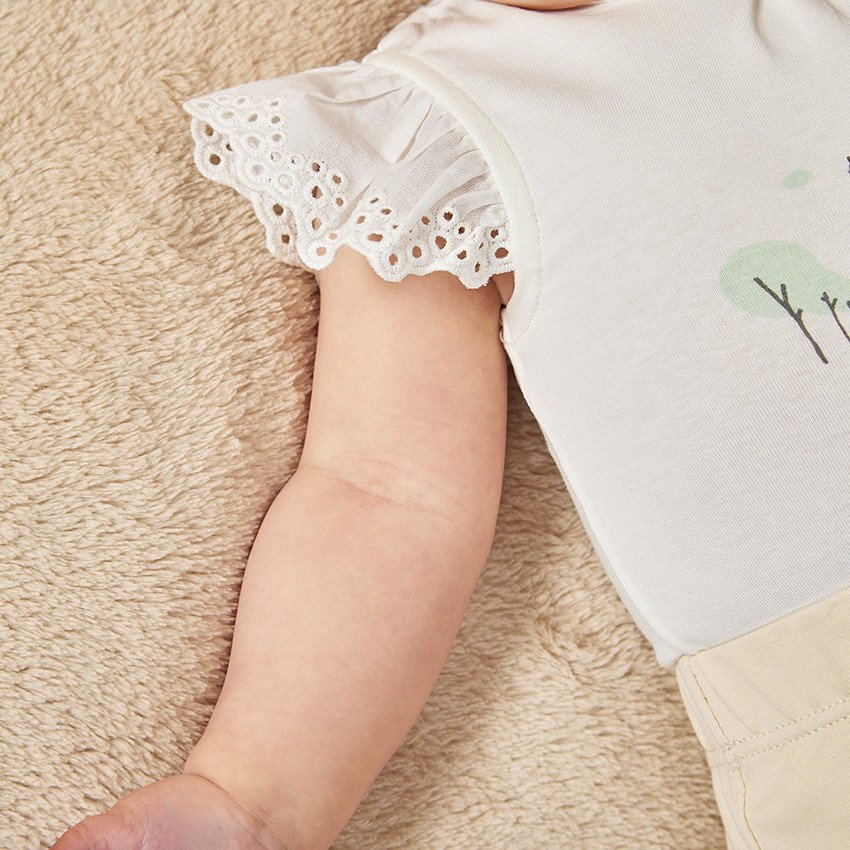 Ensemble 3 pièces avec broderie anglaise Marie  pour bébé fille