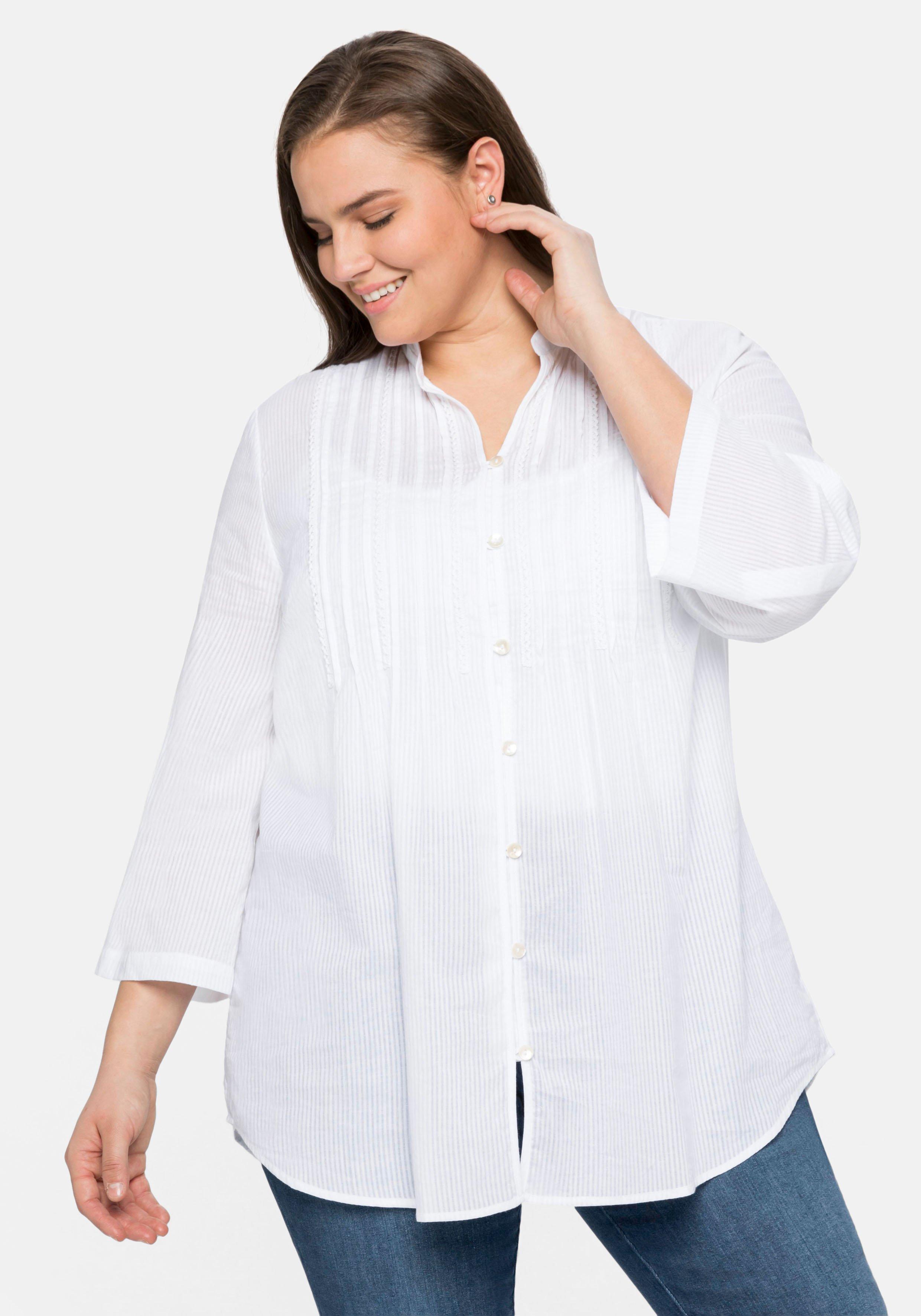 Longbluse mit eingewebten Streifen