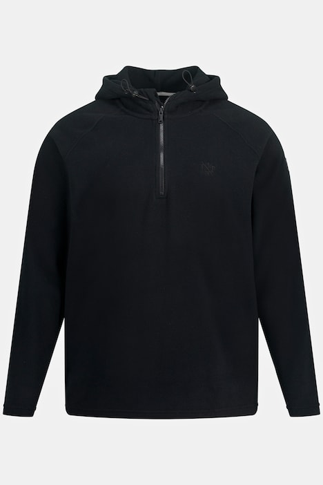 Fleece-Hoodie, Kapuze, halber Zipper
