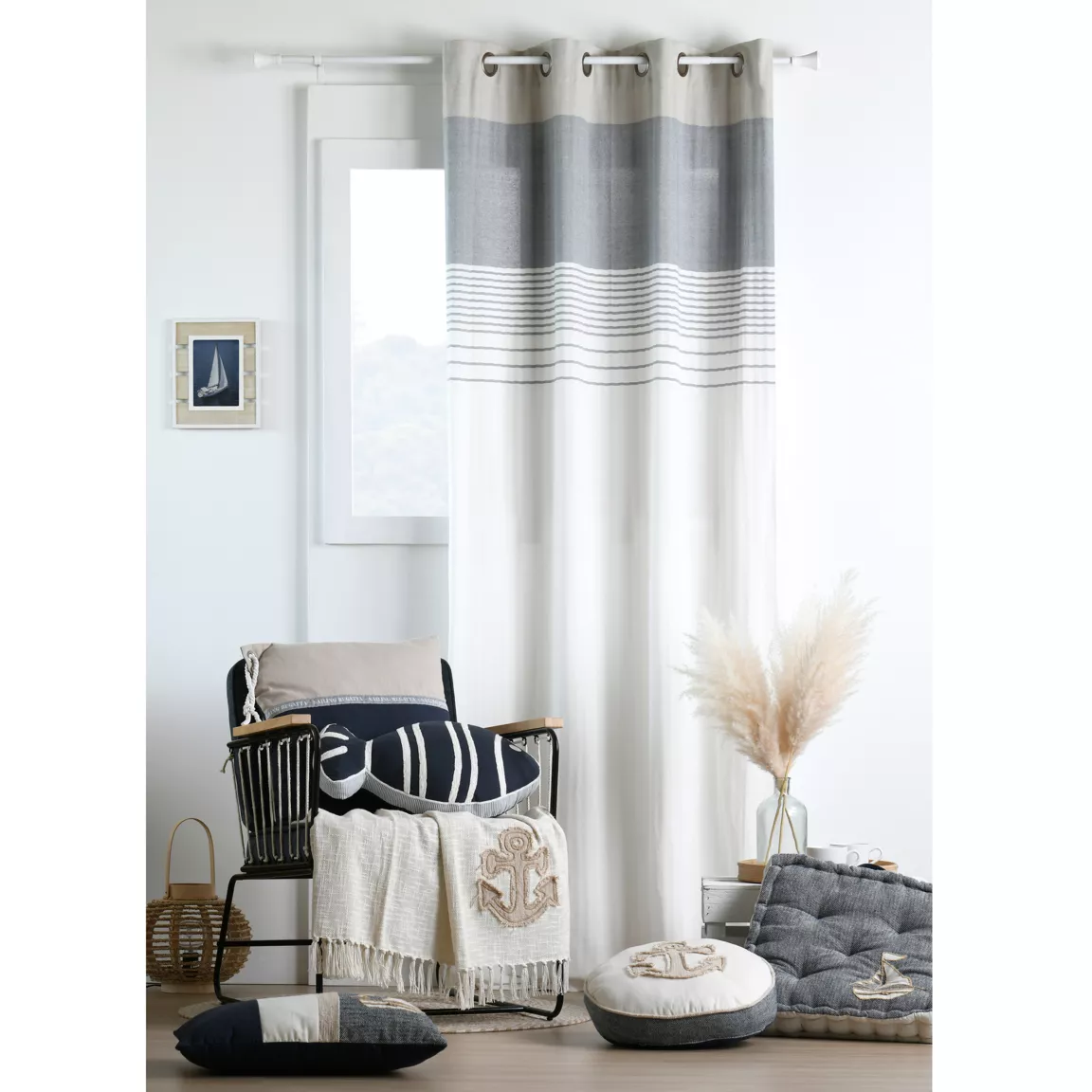Rideau coton (140 x 260 cm) Escale Gris