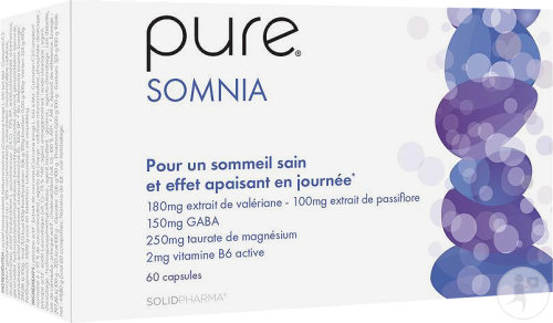Pure Somnia Valériane Passiflore Gaba Sommeil et apaisant 60 capsules