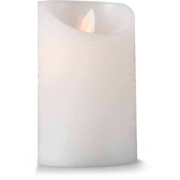 Led Rustieke Kaars - Wappervlam - 7,5 x 12 cm - wit