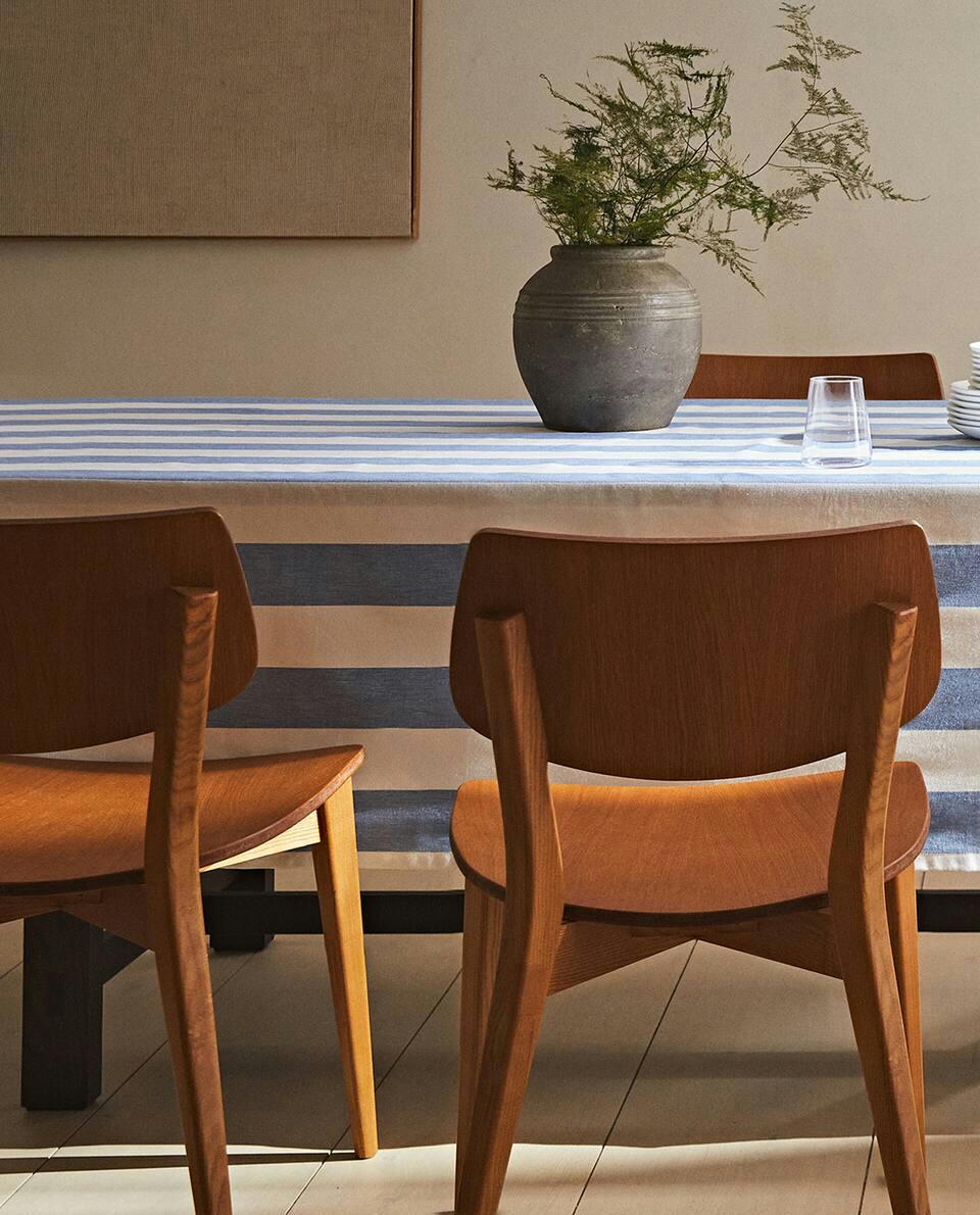 TOALHA DE MESA DE ALGODÃO LISTRADA