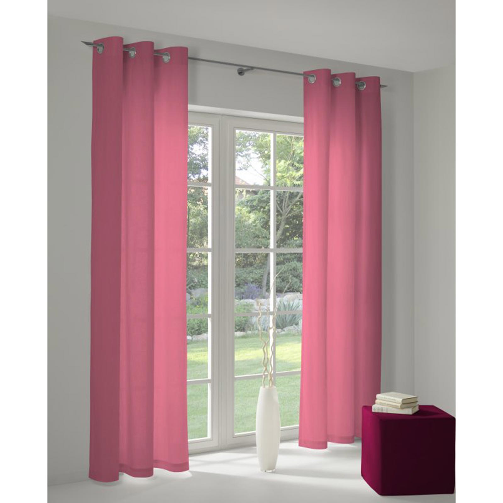Einzelschal UNI COLLECTION - pink - mit Ösen - 145x145 cm