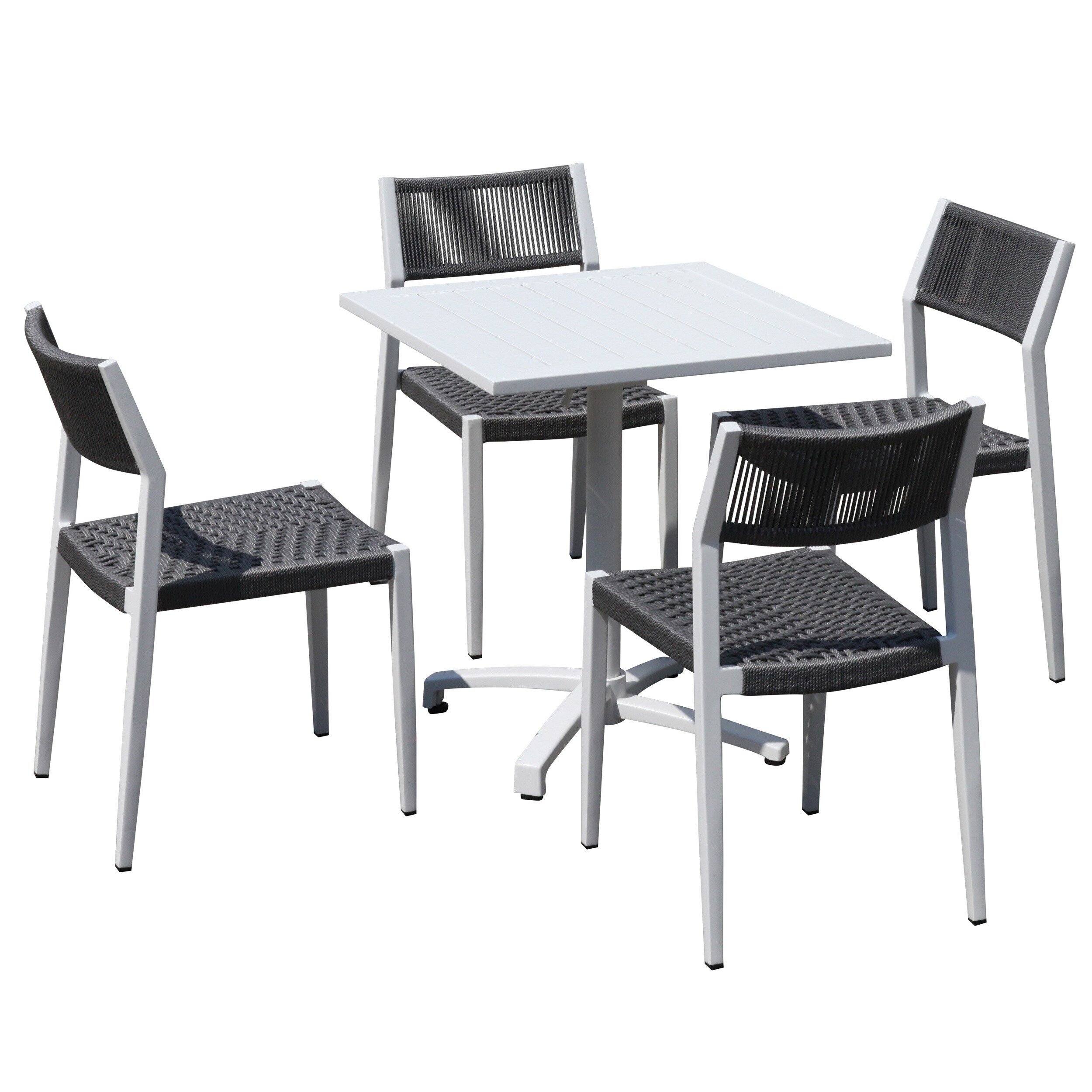 Grasekamp Terrassenset Sol 5 teilig - Klapptischund 4x Stapelstuhl ausAluminium/Textilene