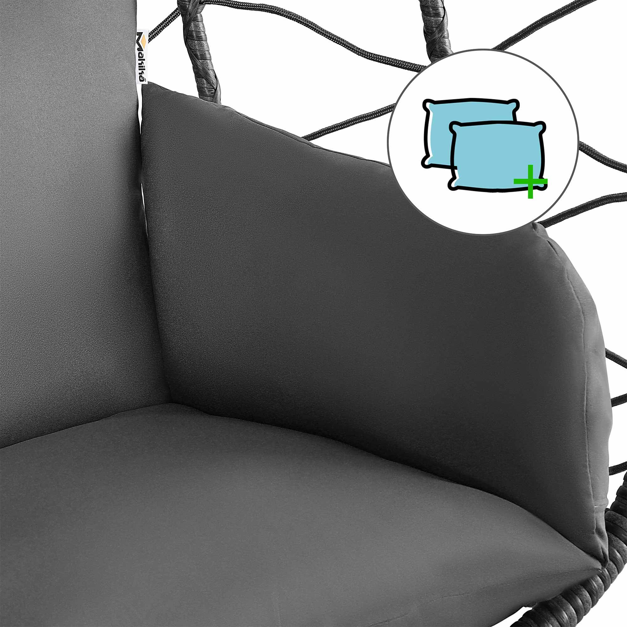 Makika Hängesessel mit Gestell höhenverstellbar aus Polyrattan in Grau