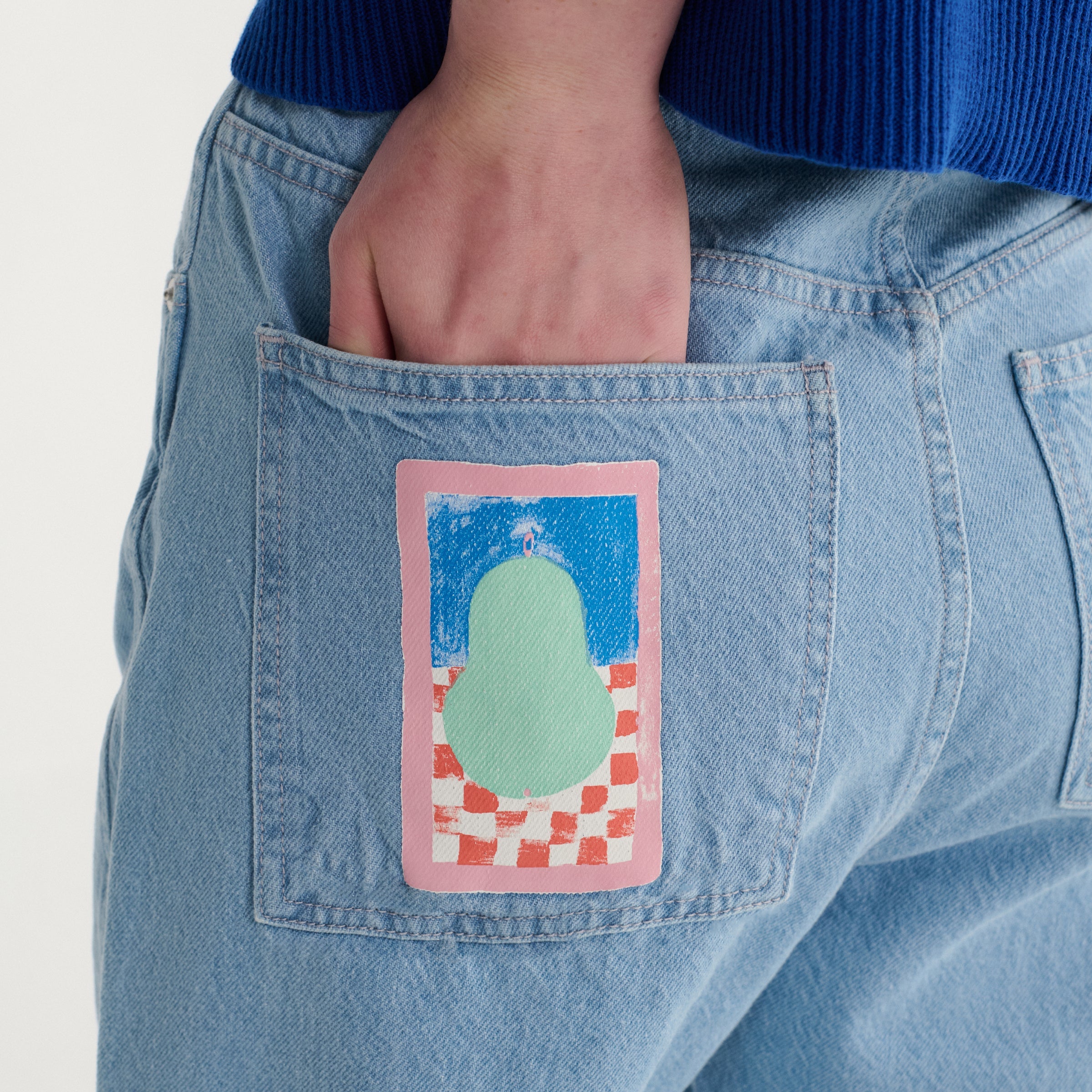 Adult Jeans High Waist Simple Pear Light Blue
