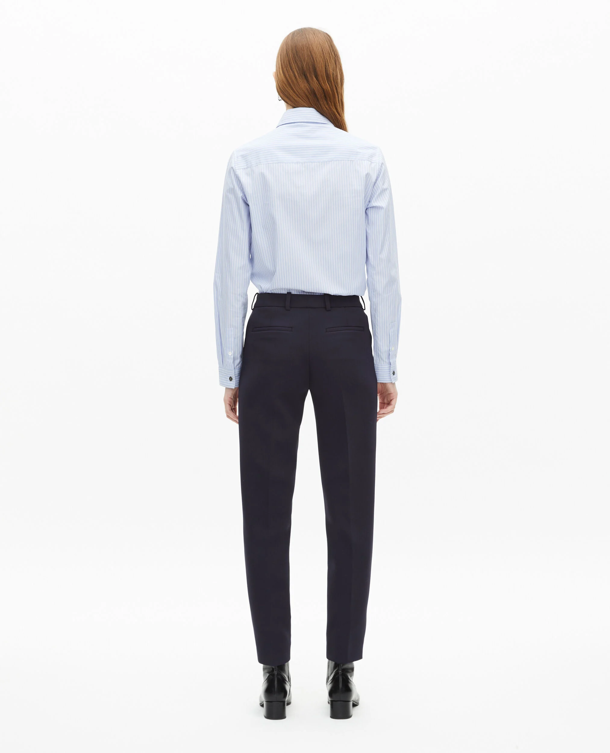 Pantalon tailleur en crêpe coupe ajustée bleu marine