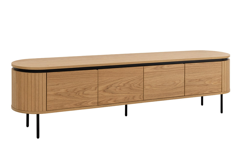 Modernes TV-Board ATELIER 200cm natur Eiche schwarz Metall Lowboard