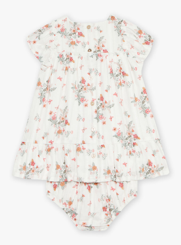 Robe et bloomer écrus en Jacquard imprimé