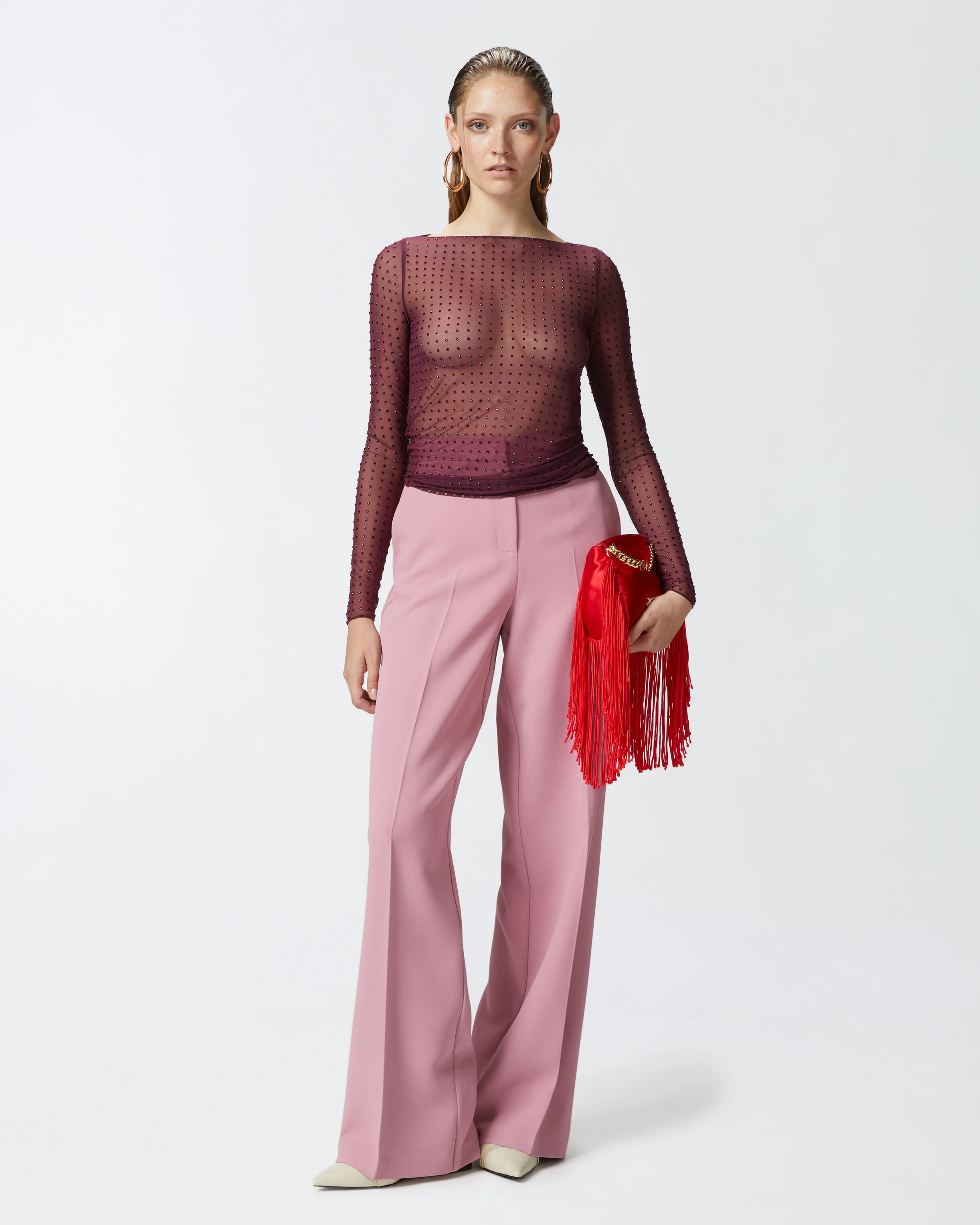 Pantalon palazzo élégant | Rose