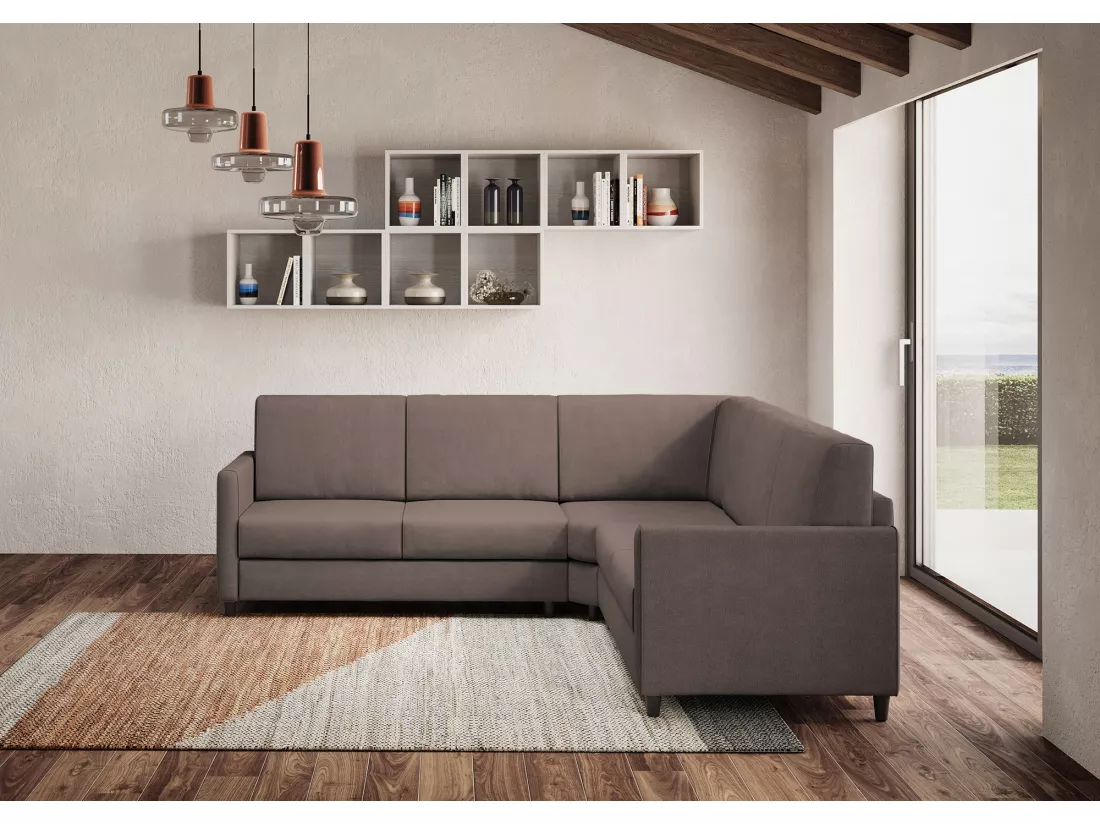 Canapé d'angle moderne italien tissu marron Korane - 5 tailles-Taille 281x281 cm