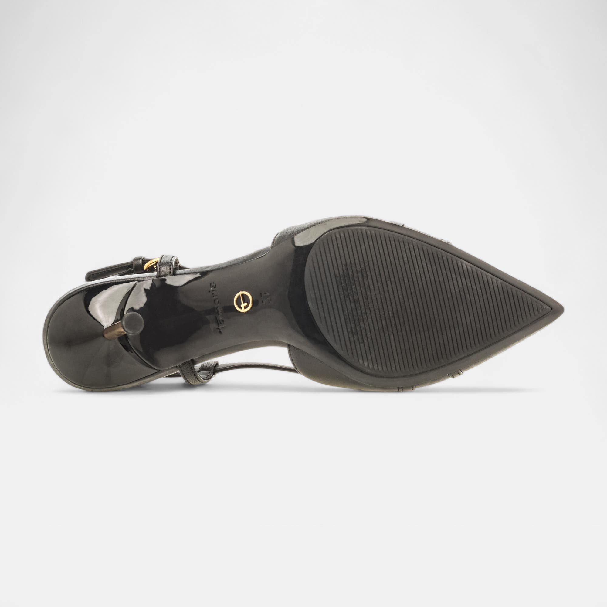 Escarpins avec bride arrière à talon Femme en cuir noir