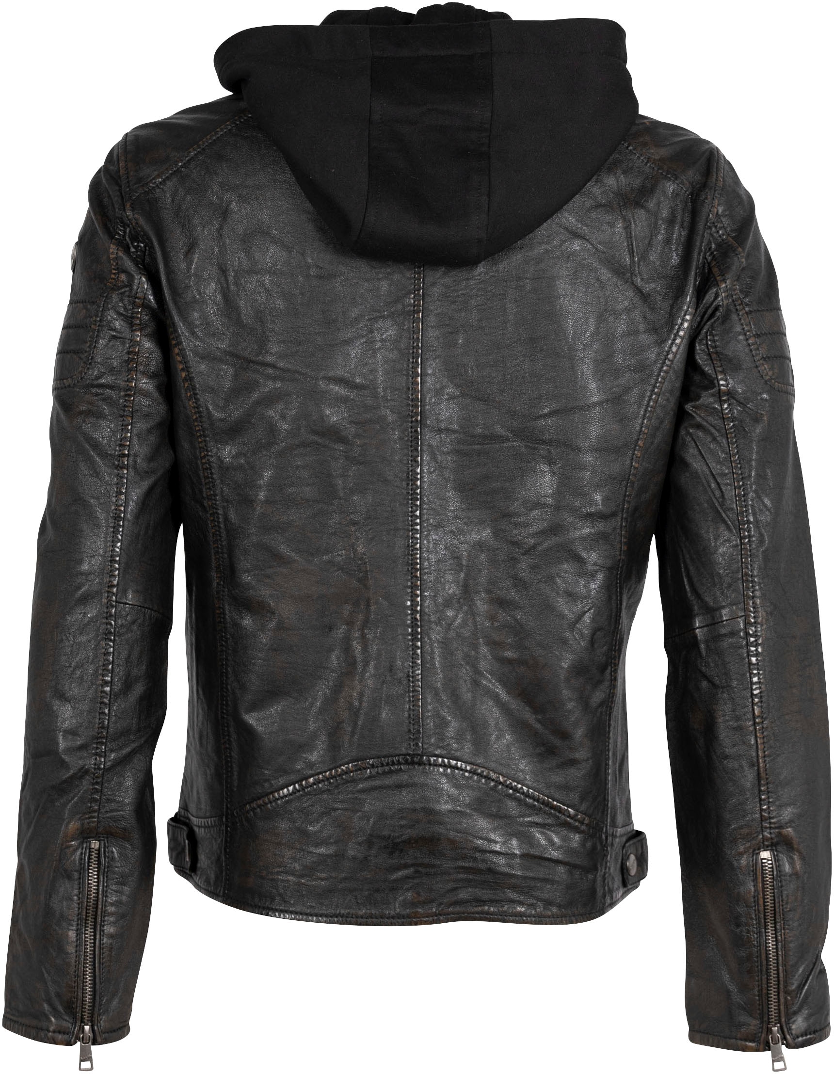 Mauritius Lederjacke »MMJenno« mit Kapuze mit Jerseykapuze, Reissverschluss, Ziernähte