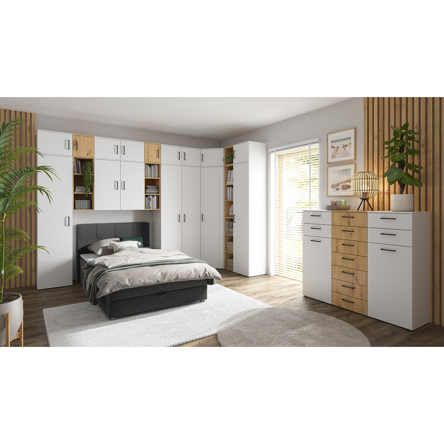 Kommode - weiß - eine Tür - 2 Schubkästen - 45 cm