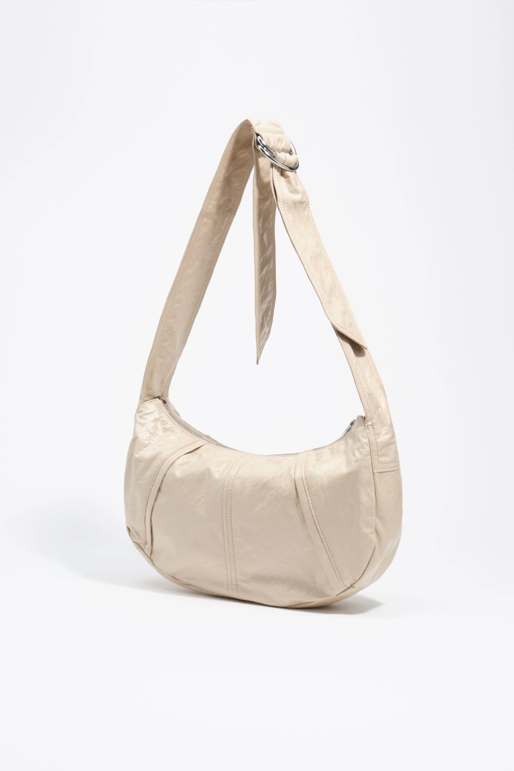 Bolsa Moon tamanho médio, bege brilhante