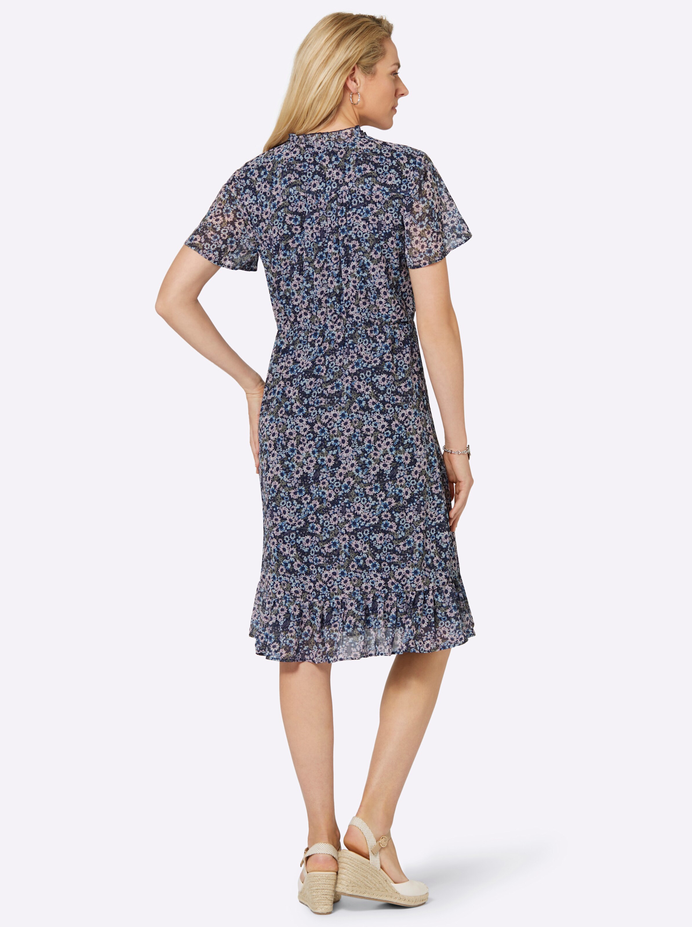 Druck-Kleid in marine-bedruckt
