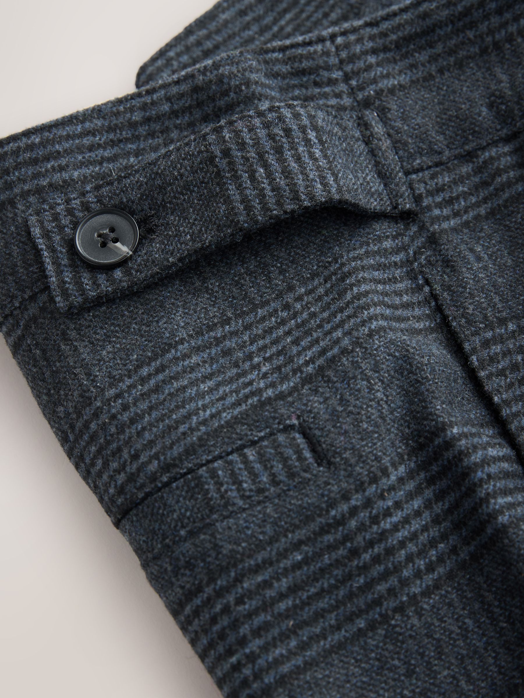 Blauw geruit - N. Premium broek met tonvormige pijpen en wol