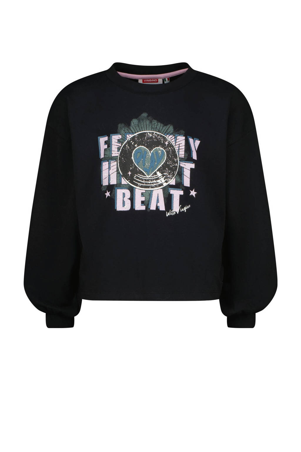 Vingino sweater Jeanin met printopdruk zwart
