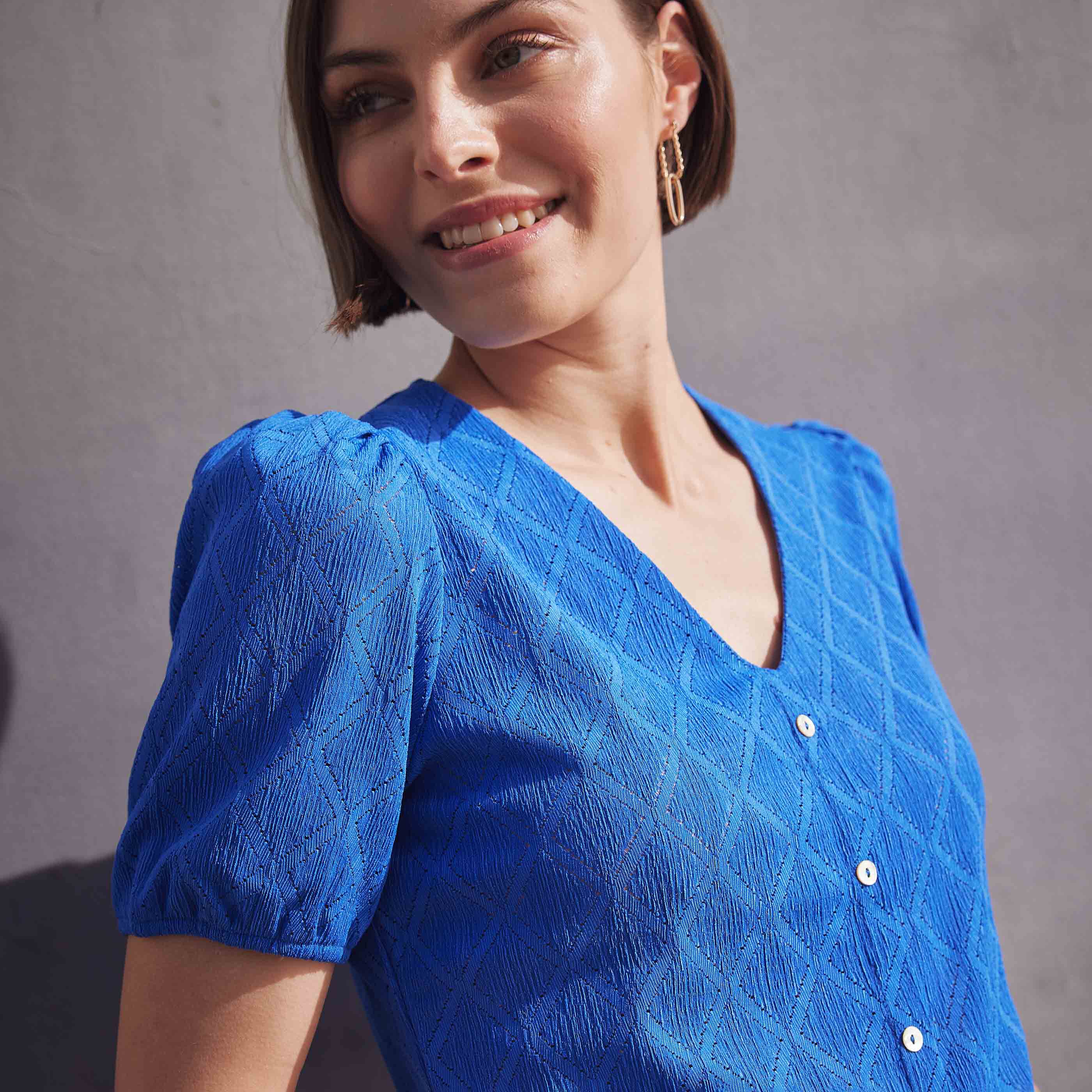 Tshirt ajouré femme - BLEU