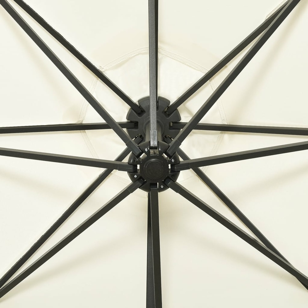 Parasol meuble de jardin déporté avec mât et lumières led sable 300 cm