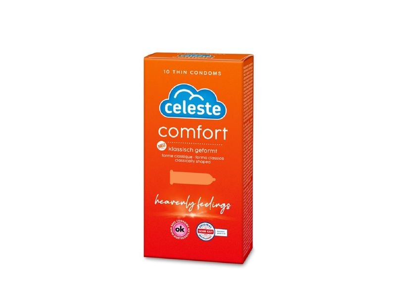Celeste Kondome Comfort Präservativ 10 Stück Kondome mit Reservoir, klassisch geformt