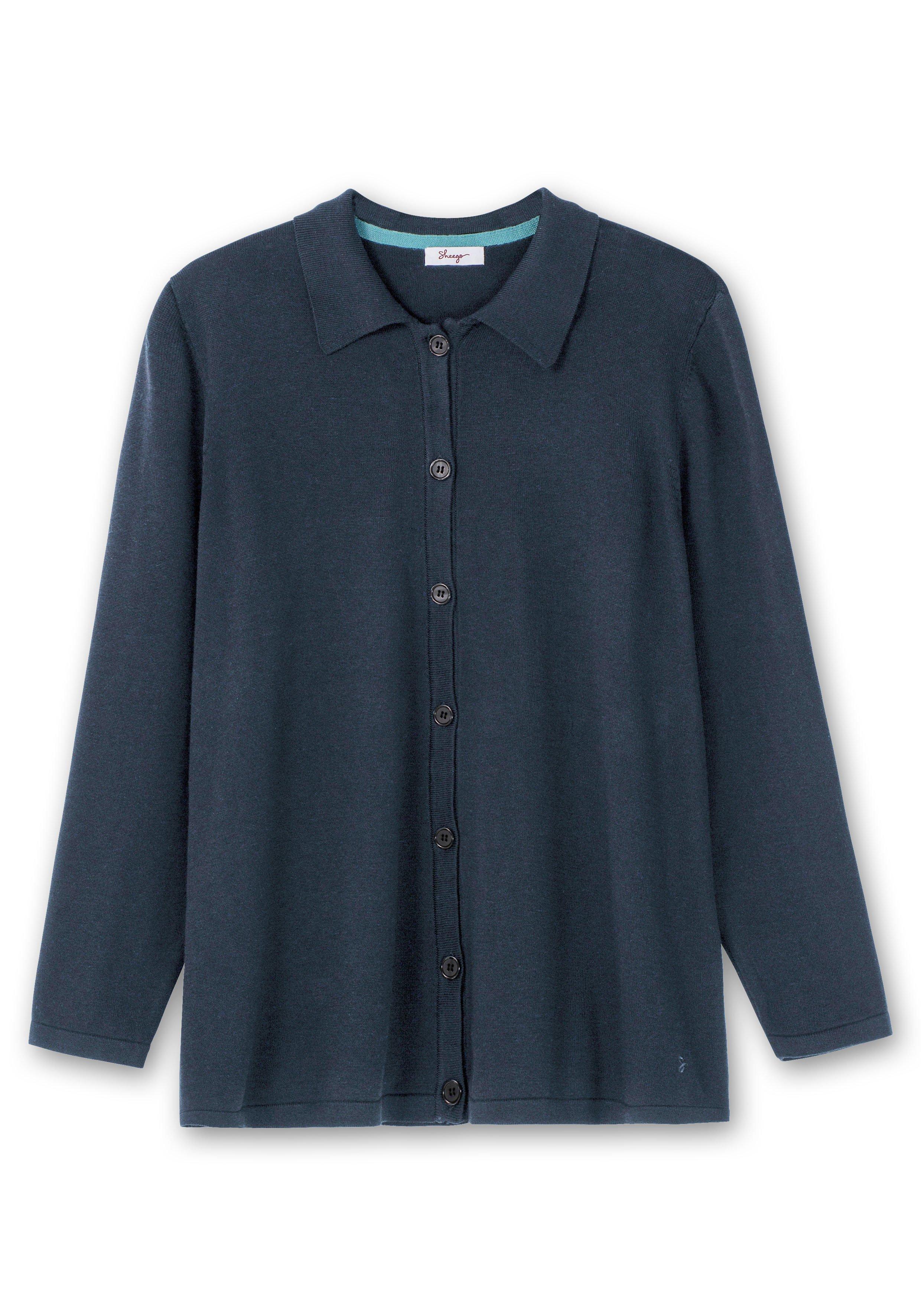 Strickjacke in Petite Passform, mit Polokragen