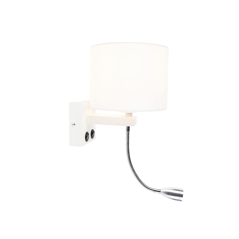 Moderne wandlamp wit met witte kap - Brescia