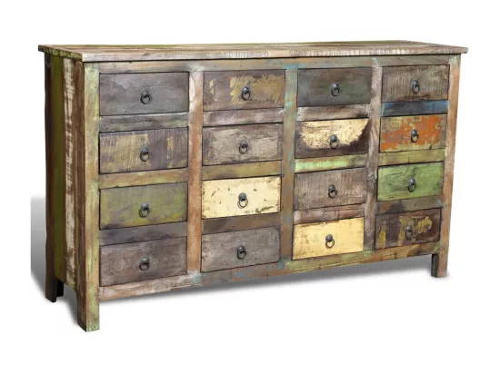 Armoire avec 16 tiroirs en style antique Bois massif recyclé