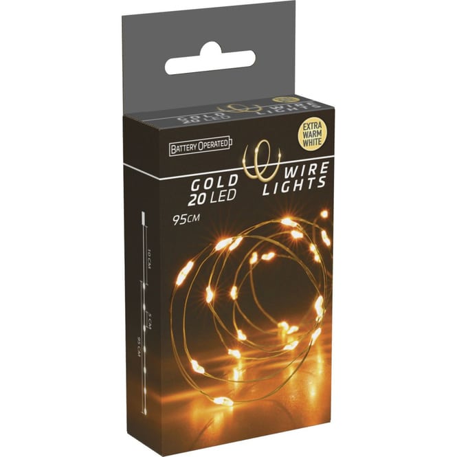 20er LED Lichterdraht - ca. 0,95 m - gold