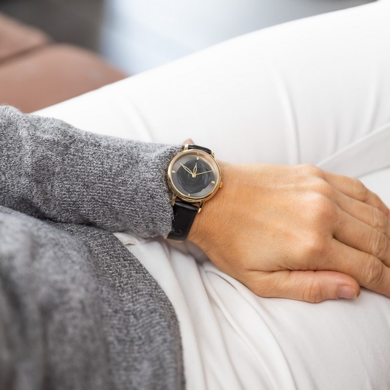 Coffret montre Femme M. JOHN bracelet Cuir Noir