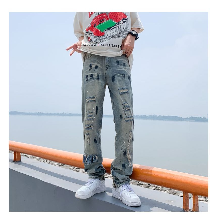 Oakjam - Versleten Slim Fit Jeans