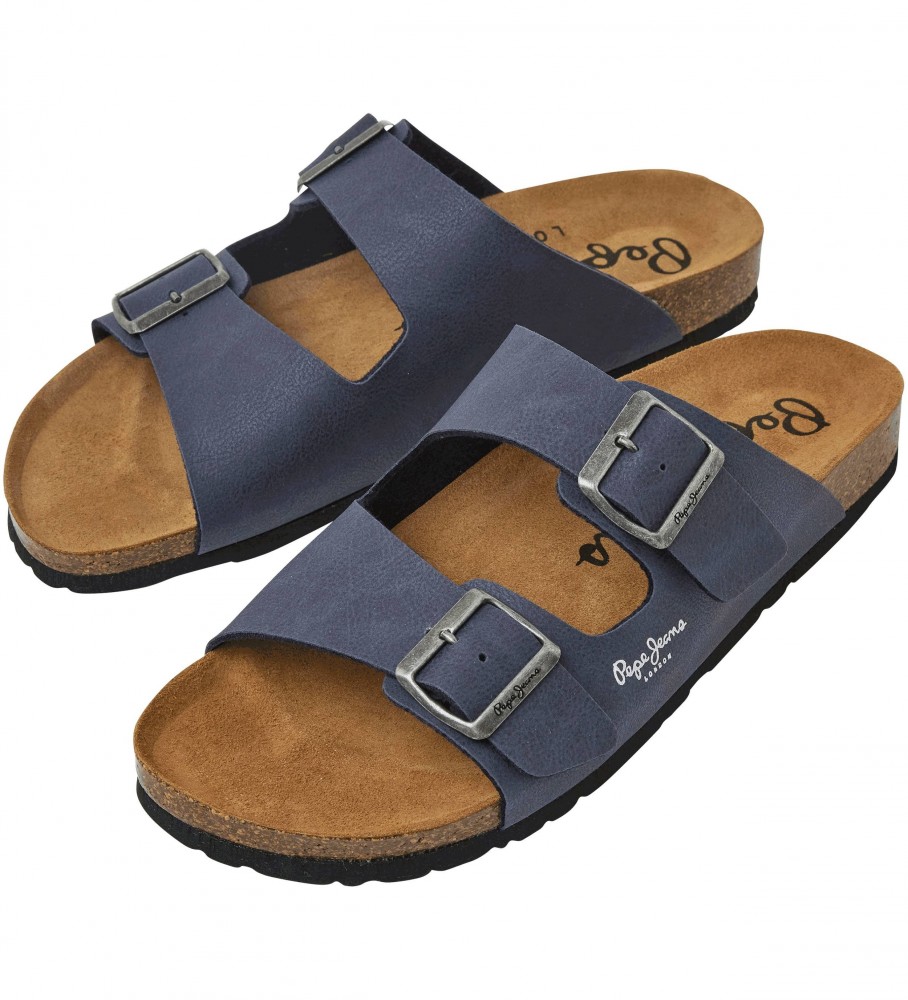 Sandálias anatômicas Pepe Jeans Double Chicago na cor azul marinho