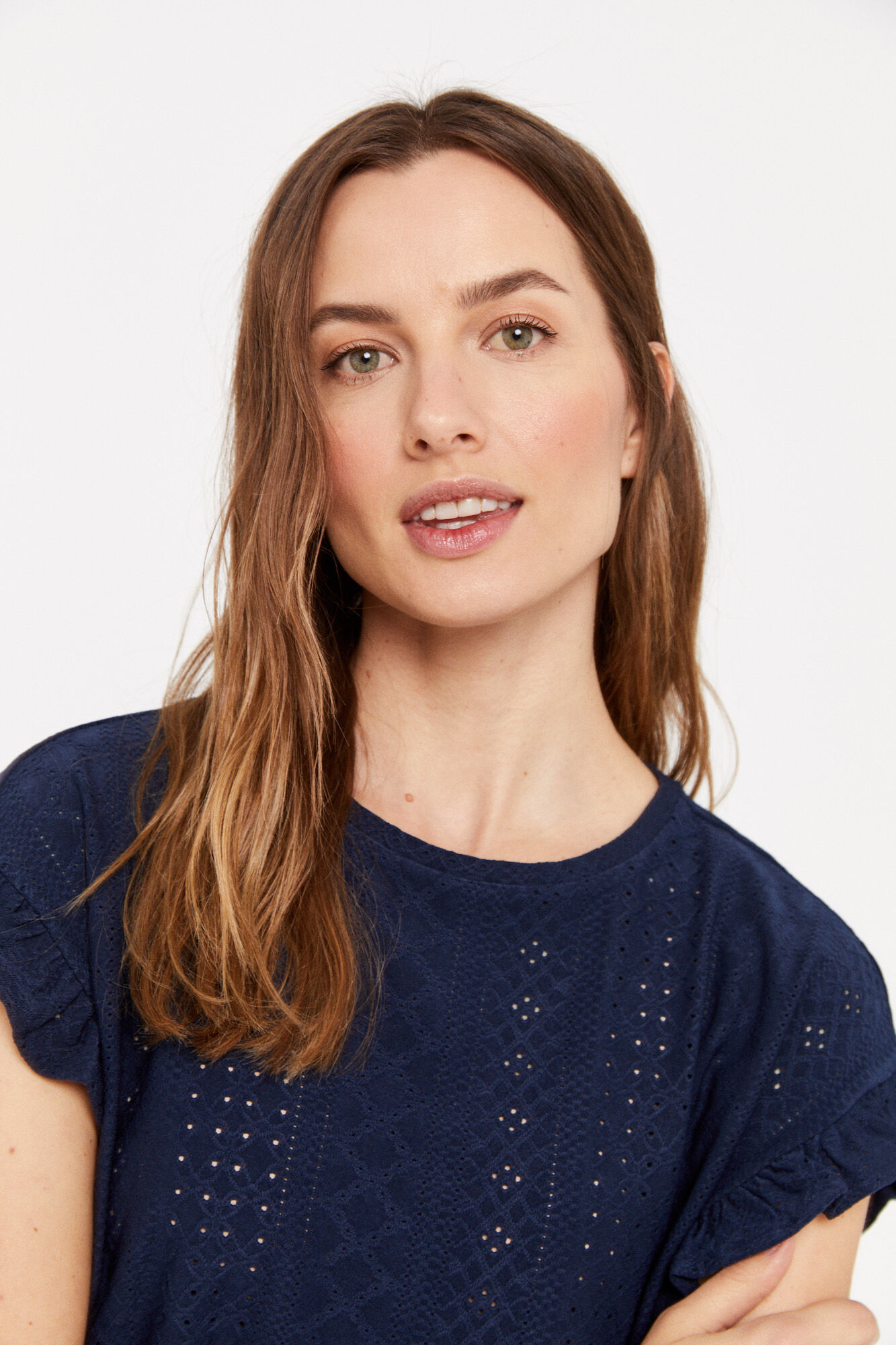 Camiseta com estrutura de malha - Azul Marinho
