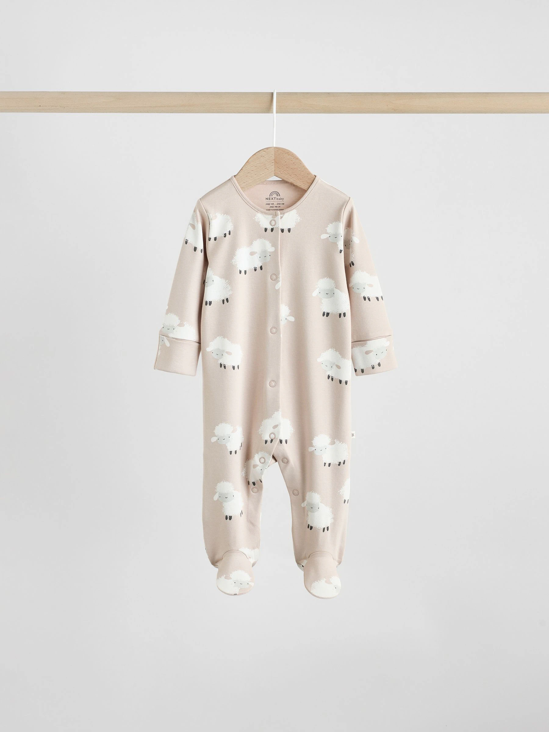 Grijs - Baby Popper Sleepsuits 3 Pack