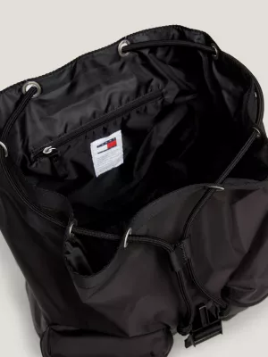 Mochila com aba reciclada e emblema Heritage