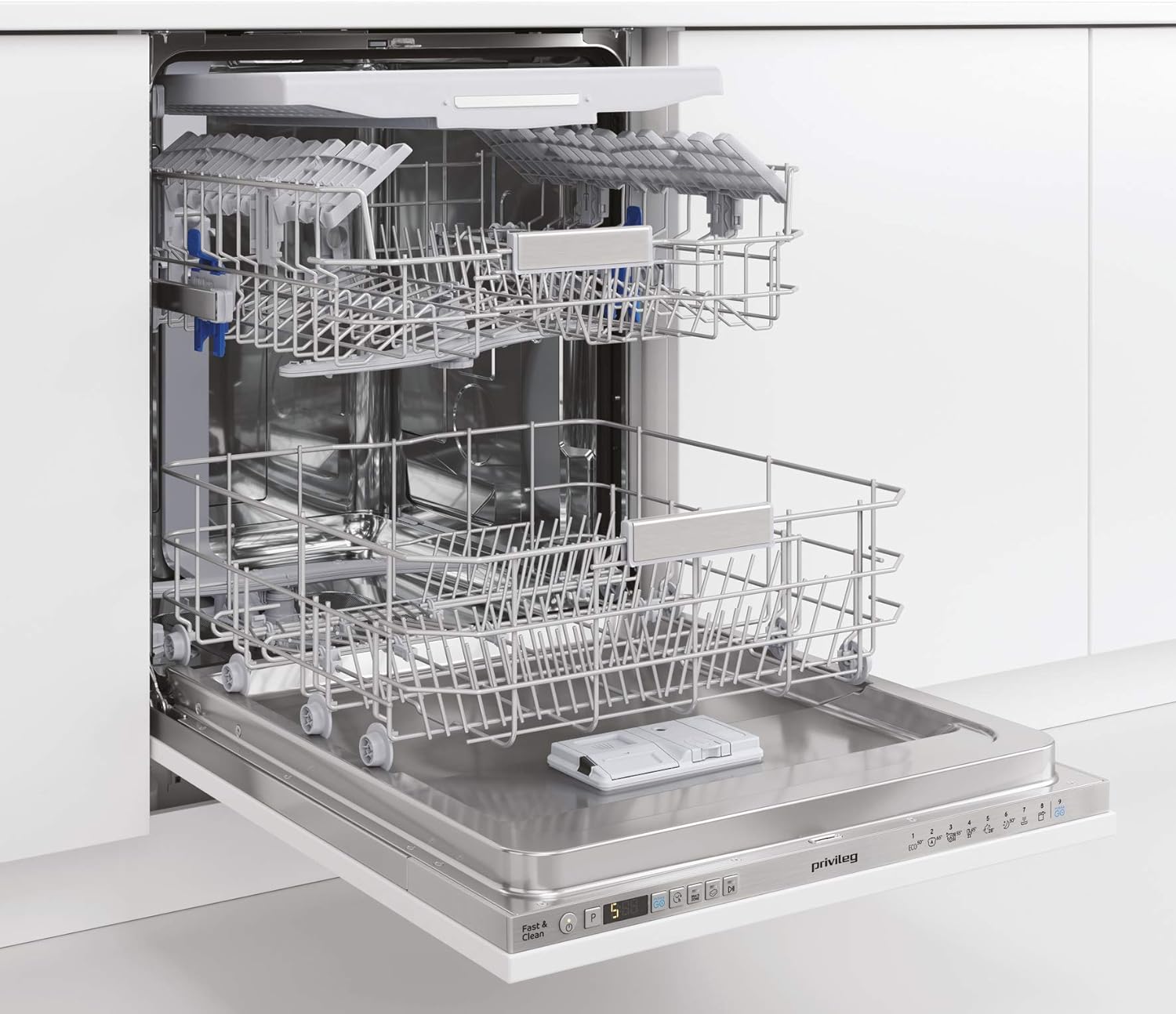 Privileg RIO 3T131 A FE X Vollintegrierbarer Geschirrspüler 60 cm / 14 Maßgedecke / Fast&Clean 28' / Auto Door / Push&Go / Option Multizone / Startzeitvorwahl / Vollwasserschutz [Energieklasse D]