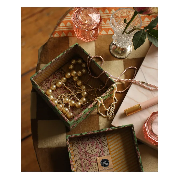 Doing Goods Boîtes carrées Emma en bois et coton - set de 2 | Vert