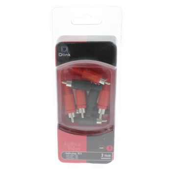 Q-Link tulp stekker male 4x rood 4x zwart 8 stuks