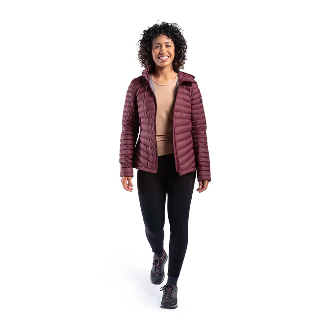 Decathlon Forclaz - Jaqueta puffer feminina com capuz Forclaz MT100