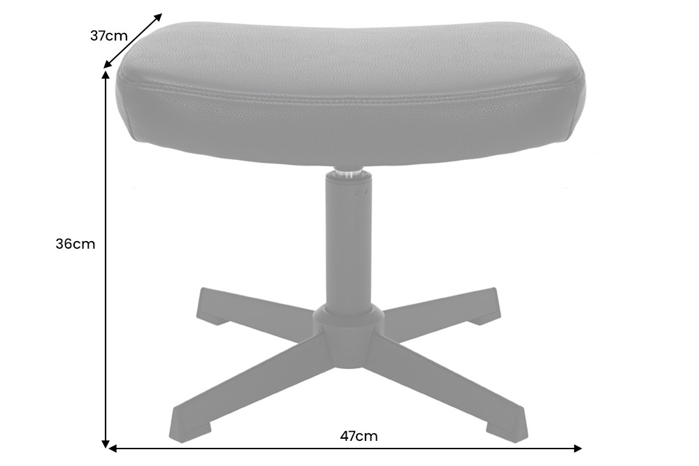 Design Hocker VOGUE 45cm schwarz Kunstleder drehbar Metallbeine Fußhocker